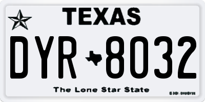 TX license plate DYR8032