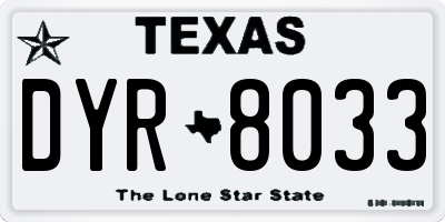 TX license plate DYR8033