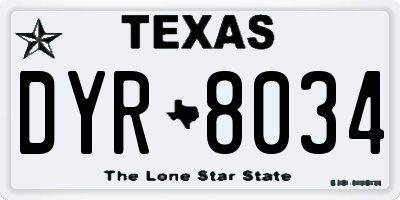 TX license plate DYR8034