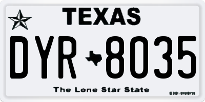 TX license plate DYR8035