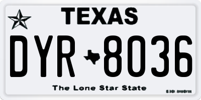 TX license plate DYR8036