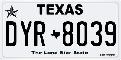 TX license plate DYR8039