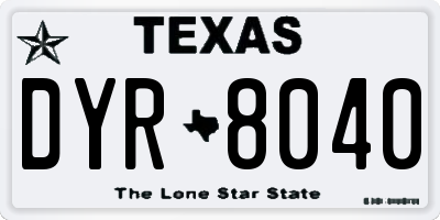 TX license plate DYR8040