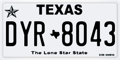 TX license plate DYR8043