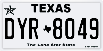 TX license plate DYR8049