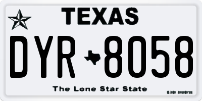 TX license plate DYR8058