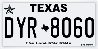TX license plate DYR8060