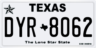 TX license plate DYR8062