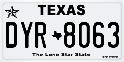 TX license plate DYR8063