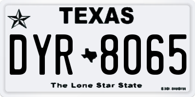 TX license plate DYR8065