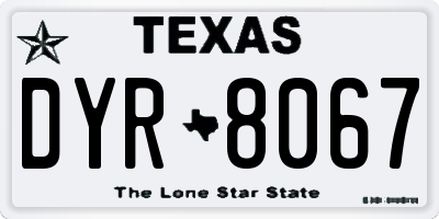 TX license plate DYR8067