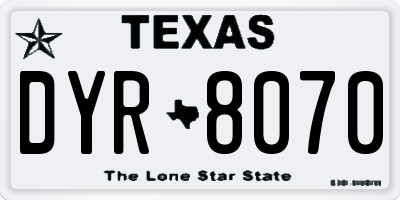 TX license plate DYR8070