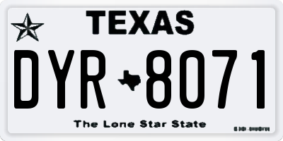 TX license plate DYR8071