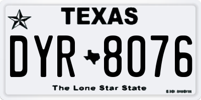 TX license plate DYR8076