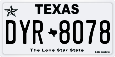 TX license plate DYR8078