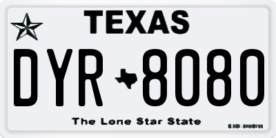 TX license plate DYR8080