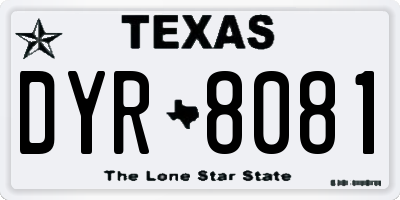 TX license plate DYR8081