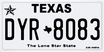 TX license plate DYR8083