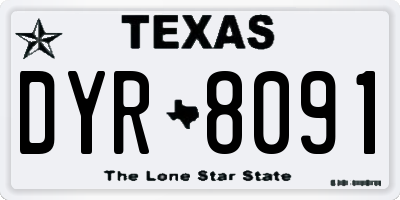 TX license plate DYR8091