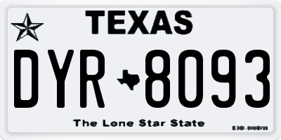 TX license plate DYR8093