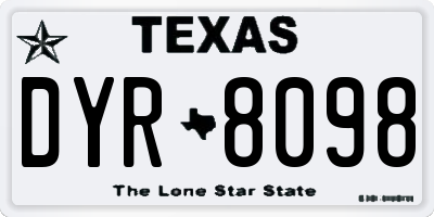 TX license plate DYR8098