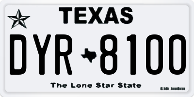 TX license plate DYR8100