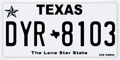 TX license plate DYR8103