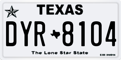 TX license plate DYR8104
