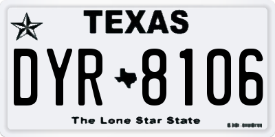 TX license plate DYR8106