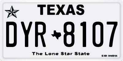 TX license plate DYR8107