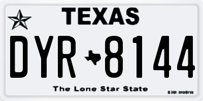 TX license plate DYR8144