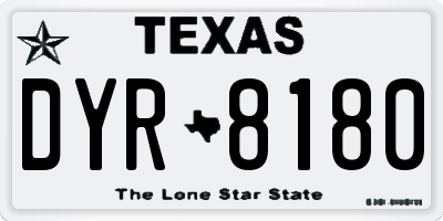 TX license plate DYR8180