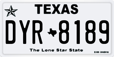 TX license plate DYR8189