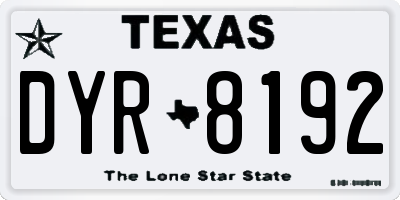 TX license plate DYR8192