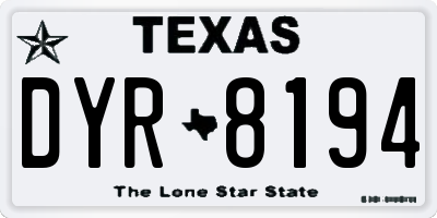 TX license plate DYR8194