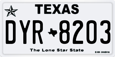 TX license plate DYR8203