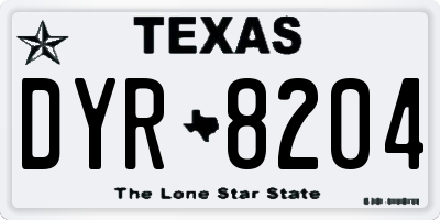 TX license plate DYR8204