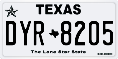 TX license plate DYR8205