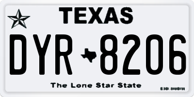 TX license plate DYR8206