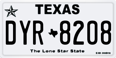 TX license plate DYR8208