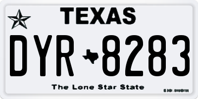 TX license plate DYR8283