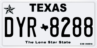 TX license plate DYR8288