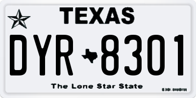 TX license plate DYR8301