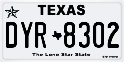 TX license plate DYR8302