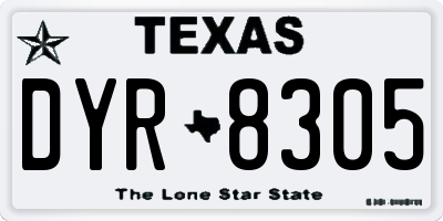 TX license plate DYR8305