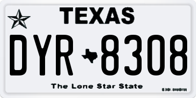 TX license plate DYR8308