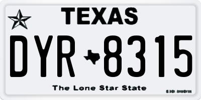 TX license plate DYR8315