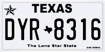 TX license plate DYR8316