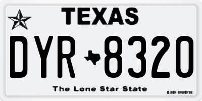 TX license plate DYR8320