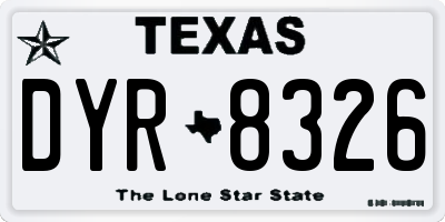 TX license plate DYR8326